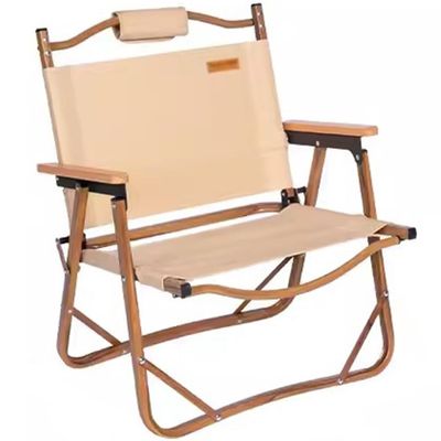Lawn Chair Folding Outdoor Leisure and Relaxation Camping Chair, Ergonomic Sedentary Sports Chair, Stable Structure, Load-Bearing 120kg/264.6lbs(Khaki)