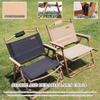 Lawn Chair Folding Outdoor Leisure and Relaxation Camping Chair, Ergonomic Sedentary Sports Chair, Stable Structure, Load-Bearing 120kg/264.6lbs(Khaki) view 4