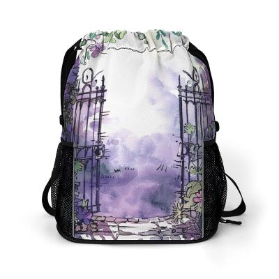 NQLYUT Drawstring Backpack Sports Gym Bag Resistant Sackpack Door And Flowers String Bag for Women Men
