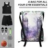 NQLYUT Drawstring Backpack Sports Gym Bag Resistant Sackpack Door And Flowers String Bag for Women Men view 3
