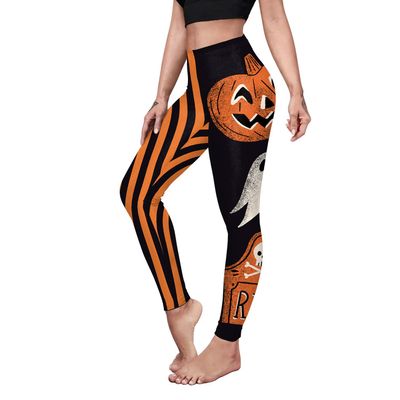 Women's Halloween Leggings 3D Pumpkin Skull Horror Printed Nightmare Before Christmas Stretchy High Waist Yoga Pants