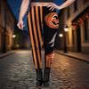 Women's Halloween Leggings 3D Pumpkin Skull Horror Printed Nightmare Before Christmas Stretchy High Waist Yoga Pants view 3
