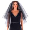 Acenail Black Veil Long Funeral Veils 2 Tier Brides Wedding Veil with Comb Fingertip Mourning Halloween Veil for Women (Black Tulle A) view 2