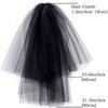 Acenail Black Veil Long Funeral Veils 2 Tier Brides Wedding Veil with Comb Fingertip Mourning Halloween Veil for Women (Black Tulle A) view 3