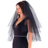 Acenail Black Veil Long Funeral Veils 2 Tier Brides Wedding Veil with Comb Fingertip Mourning Halloween Veil for Women (Black Tulle A) view 4