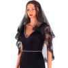 Acenail Black Wedding Veil Funeral Veils 2 Tier Lace Brides Veil with Comb Fingertip Mourning Halloween Veil for Women (Black Lace B) view 2