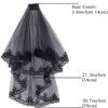 Acenail Black Wedding Veil Funeral Veils 2 Tier Lace Brides Veil with Comb Fingertip Mourning Halloween Veil for Women (Black Lace B) view 3