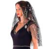 Acenail Wedding Veil Lace Short Bride 2 Tiers Veils Waist Edge Veils with Comb Bridal Tulle Veil for Brides (Floral) view 2