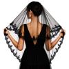 Acenail Black Wedding Veil Long Funeral Veils 2 Tier Lace Brides Veil with Comb Fingertip Mourning Halloween Veil for Women (Lace A) view 1