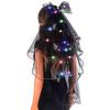 Acenail Light up Black Veil Wedding Veil Butterfly LED Tulle Bride Veil Bow Bridal Veils with Comb Halloween Veils for Women (Butterfly B) view 2