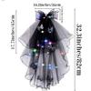 Acenail Light up Black Veil Wedding Veil Butterfly LED Tulle Bride Veil Bow Bridal Veils with Comb Halloween Veils for Women (Butterfly B) view 4