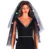 Acenail Light up Black Veil Wedding Veil Butterfly LED Tulle Bride Veil Bow Bridal Veils with Comb Halloween Veils for Women (Butterfly A) view 4