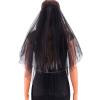 Acenail Black Veil Lace Wedding Funeral Veils Brides Veils with Comb Fingertip Mourning Halloween Veil for Women (2T Pearl) view 1
