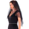Acenail Black Veil Lace Wedding Funeral Veils Brides Veils with Comb Fingertip Mourning Halloween Veil for Women (2T Pearl) view 2