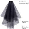 Acenail Black Veil Lace Wedding Funeral Veils Brides Veils with Comb Fingertip Mourning Halloween Veil for Women (2T Pearl) view 3