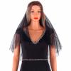 Acenail Black Veil Lace Wedding Funeral Veils Brides Veils with Comb Fingertip Mourning Halloween Veil for Women (2T Pearl) view 4