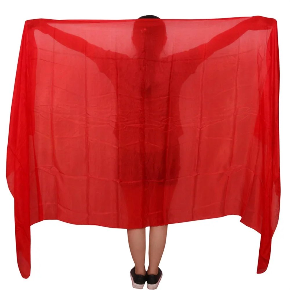 HCSNTVPU Belly Dance Silk Scarf Real silk belly dance veil, dance veils,veil red yellow mix color(Color 01,90x200cm)