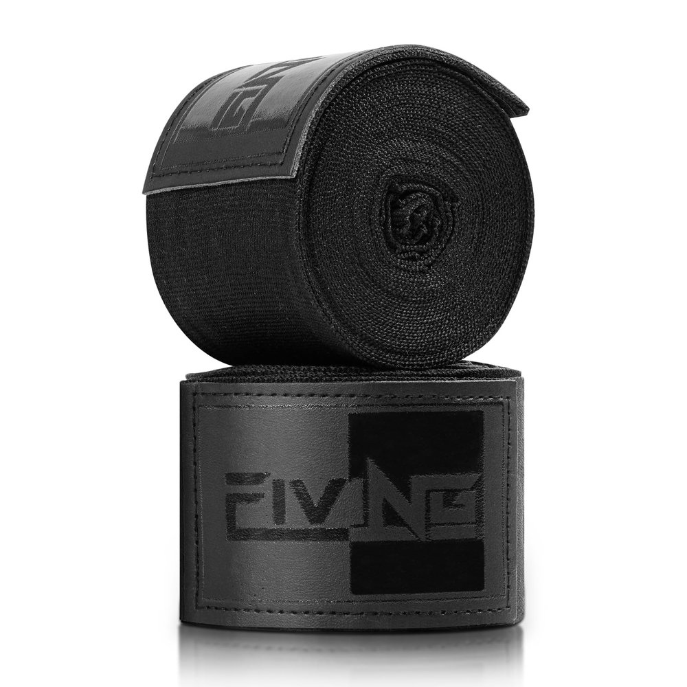 FIVING Premium Handwraps 180 inches Elastic Hand Wraps with Thumb Loop for Boxing, MMA, Muay Thai and Other Martial Arts 4m for Men & Women (Black, 4.5m)