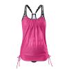 Generic Today 2024 Tankini Swimsuits for Women Two Piece Ruched Drawstring Bathing Suit Tops Tummy Control Flowy Vacation Swimwears Hot Pink 2X, XX-Large view 3