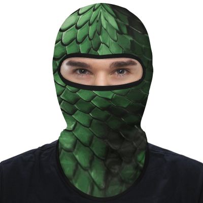 Balaclava Face Mask for Men Women Green Snakeskin Full Mask for Outdoor Sport Cycling Fishing Cap
