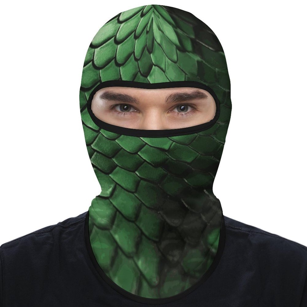 Balaclava Face Mask for Men Women Green Snakeskin Full Mask for Outdoor Sport Cycling Fishing Cap