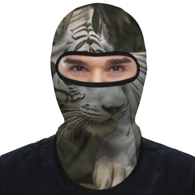 Balaclava Face Mask for Men Women White Bengal Tiger Full Mask for Outdoor Sport Cycling Fishing Cap