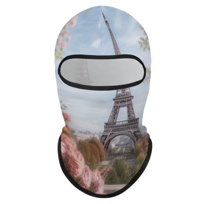 Balaclava Face Mask for Men Women Paris Eiffel Tower with Flowers Full Mask for Outdoor Sport Cycling Fishing Cap
