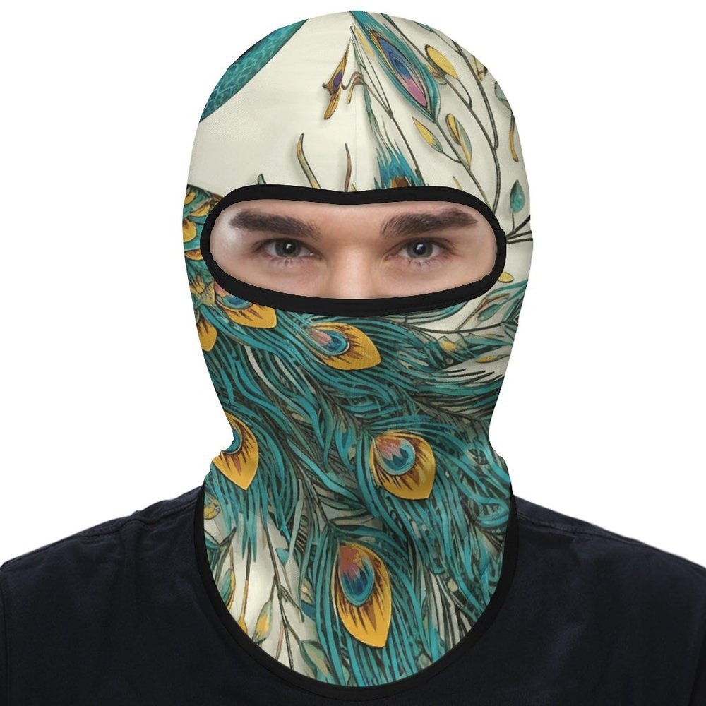 DJUETRUI Balaclava Face Mask for Men Women Peacock Pattern Full Mask for Outdoor Sport Cycling Fishing Cap, 1