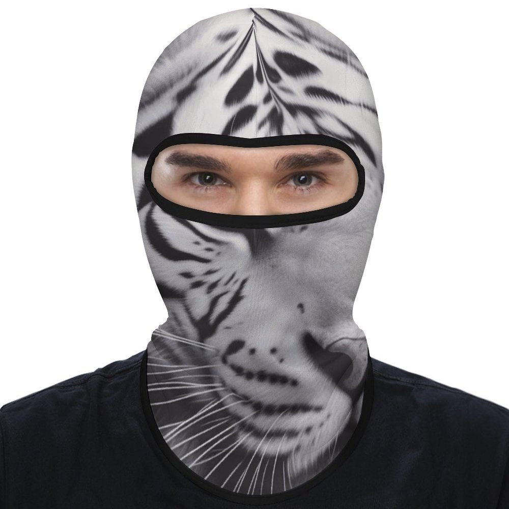 Balaclava Face Mask for Men Women White Tiger Full Mask for Outdoor Sport Cycling Fishing Cap