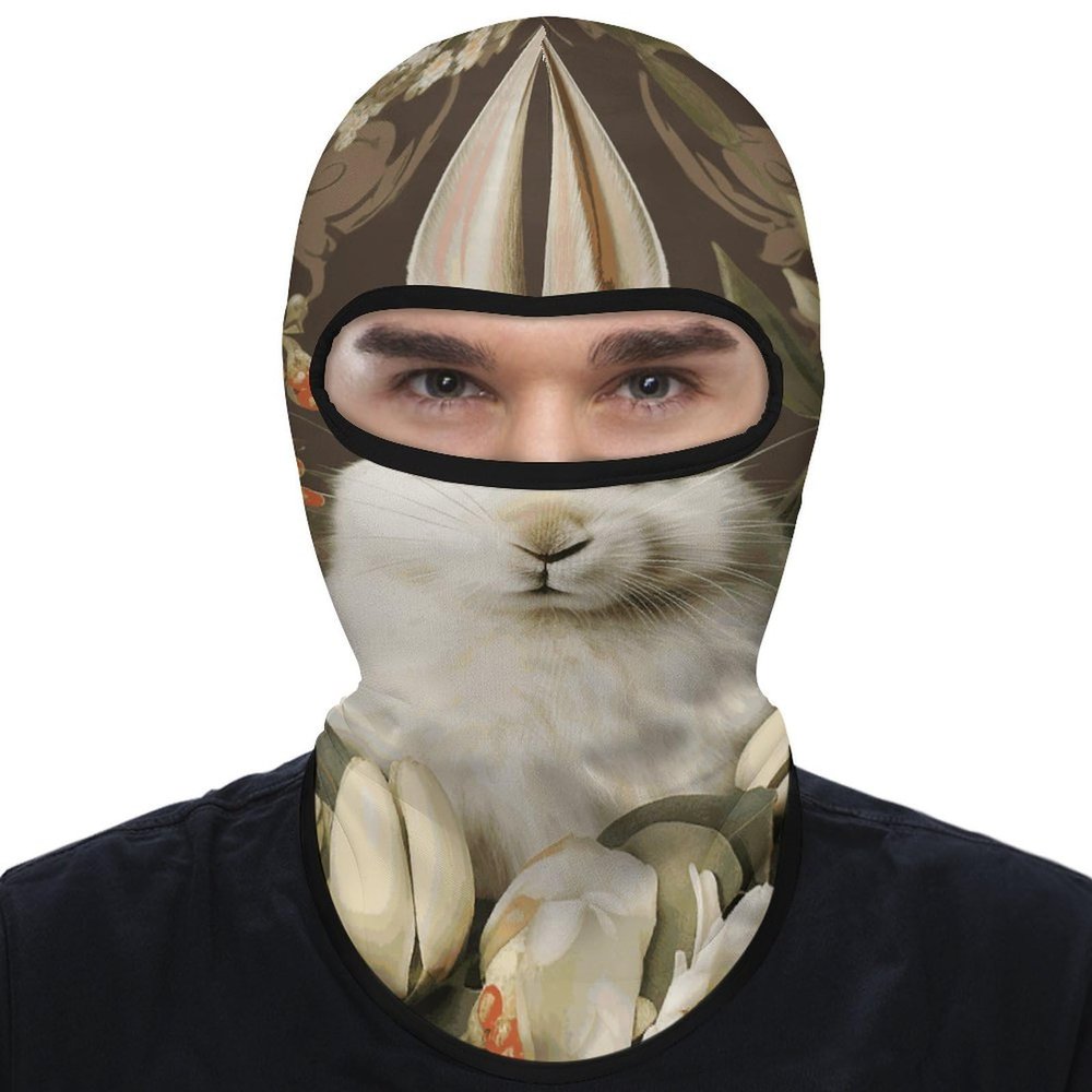 Balaclava Face Mask for Men Women A Beautiful White Rabbit Full Mask for Outdoor Sport Cycling Fishing Cap