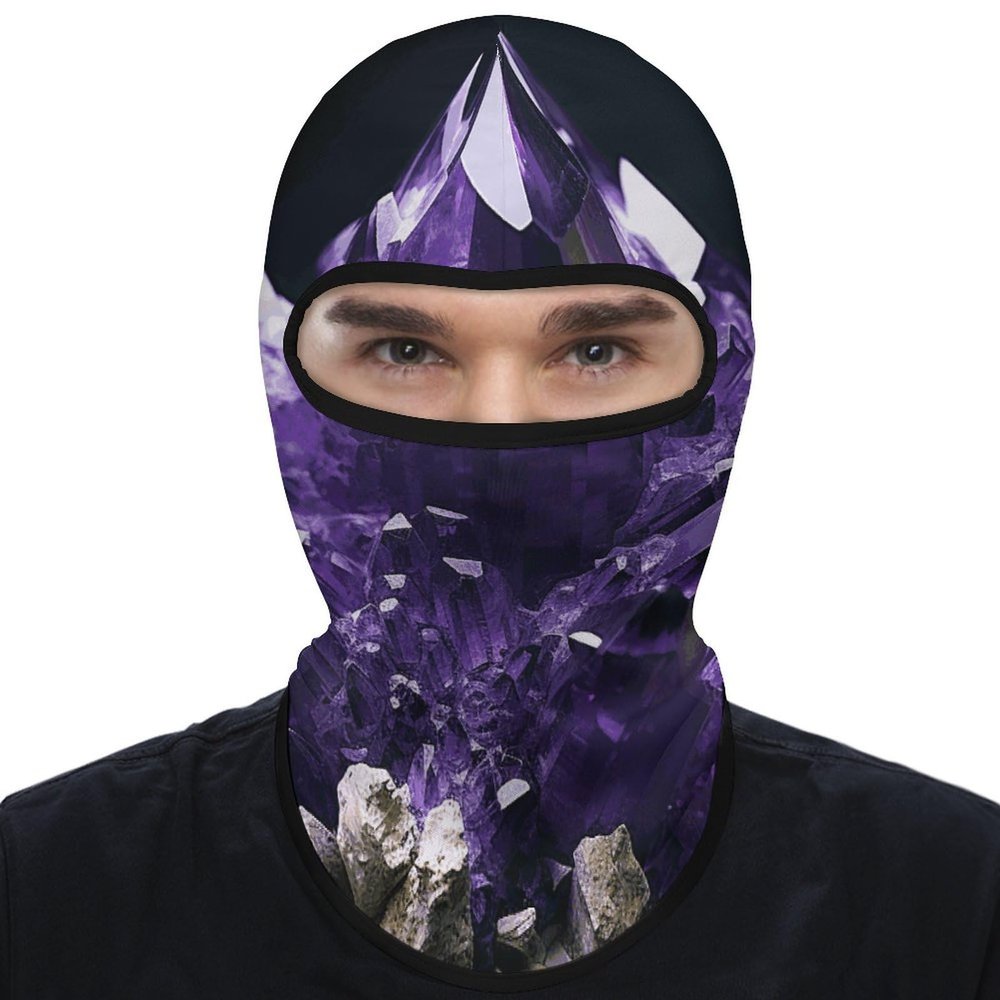 Balaclava Face Mask for Men Women Purple Amethyst Full Mask for Outdoor Sport Cycling Fishing Cap