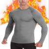 EoBeKee Mens Thermal Long Sleeve Shirt - Compression Tight Shirts Winter Base Layer Tops Running Sports Hunting Workout Undershirt Grey view 1