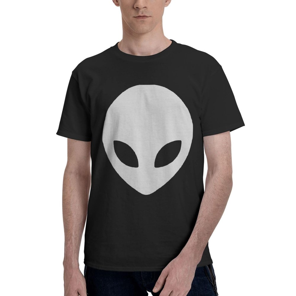 Alien Face Men's Classic Crewneck T-Shirt, Cotton Short Sleeve Black