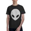 Alien Face Men's Classic Crewneck T-Shirt, Cotton Short Sleeve Black view 1