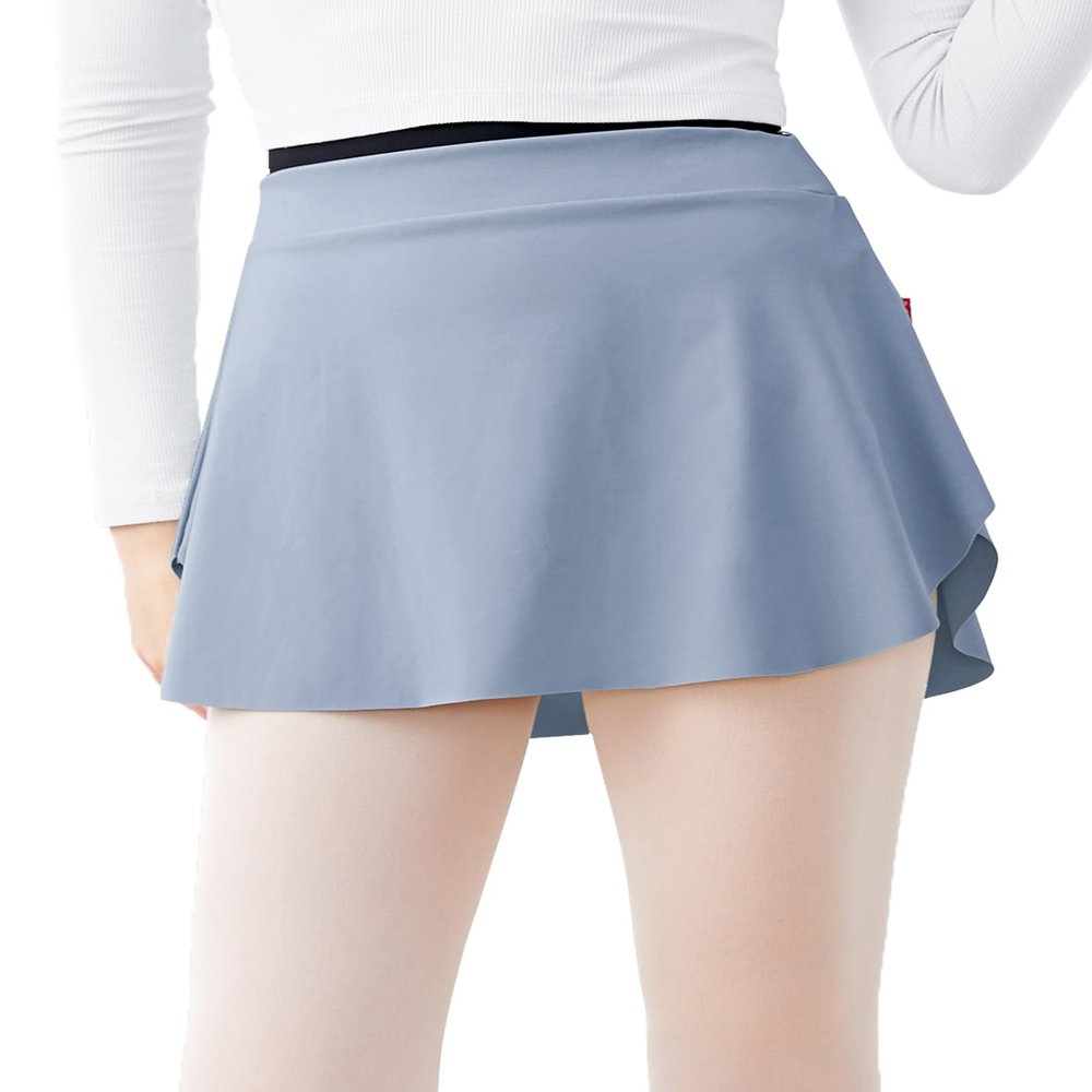 RuiBalletto Girls Women Ballet Skirts, Side Slit Dance Skirts, Pull On Elastic Waist Dance Skirt for Ballerina Light Gray