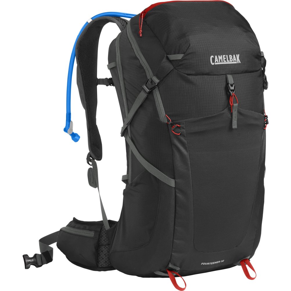 CamelBak Fourteener 32 Hiking Hydration Backpack, Black/Red Poppy, 100oz