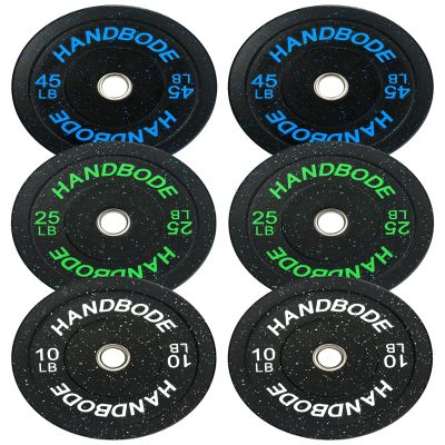 HANDBODE Bumper Plates High-Bounce Olympic Weight Plates, Colored crumb rubber plate for Weight Lifting and Strength Training 160 LB Set A