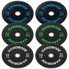 HANDBODE Bumper Plates High-Bounce Olympic Weight Plates, Colored crumb rubber plate for Weight Lifting and Strength Training 160 LB Set A view 1