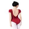 RuiBalletto Women Ballet Leotards, Lace Back Dance Bodysuits, Short Sleeve Gymnastics Leotards view 1