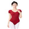 RuiBalletto Women Ballet Leotards, Lace Back Dance Bodysuits, Short Sleeve Gymnastics Leotards view 2