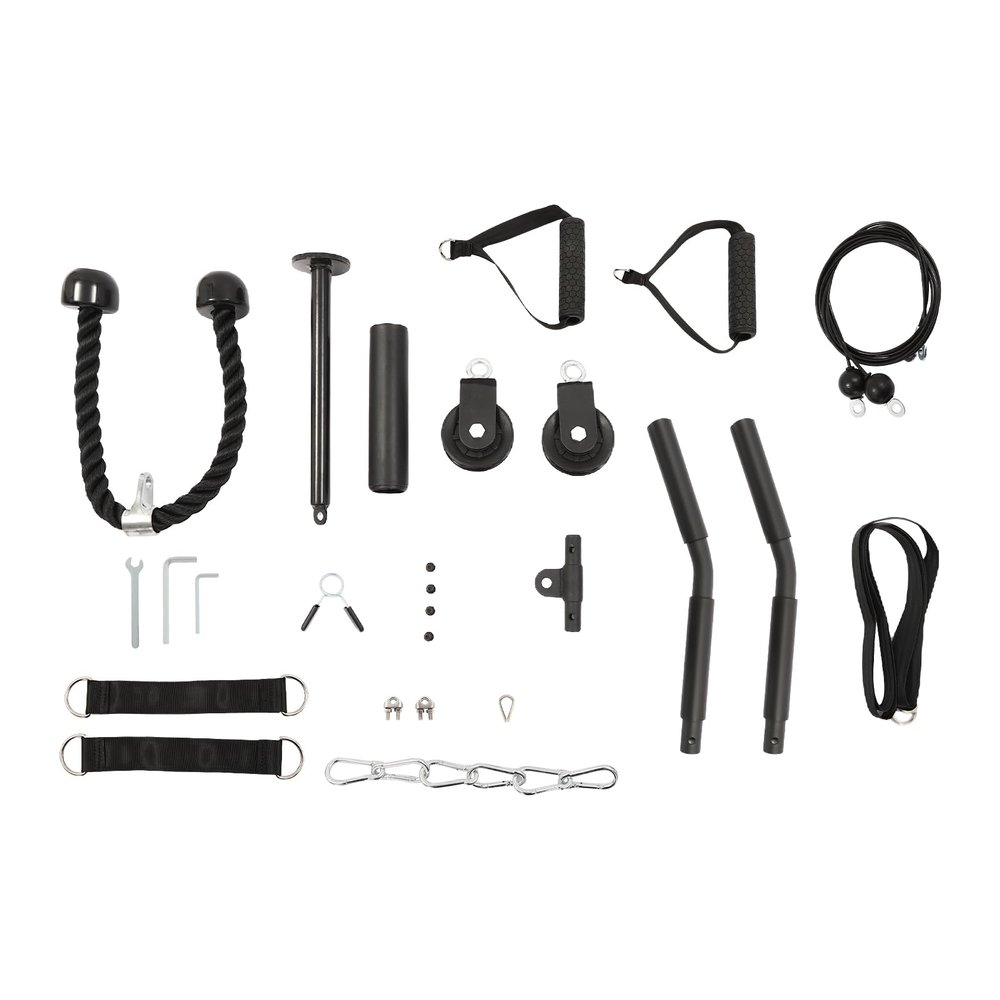 264LBS Cable Pulley System Gym - LAT Pulldown Attachments Set with Loading Pin, Home Workout Equipment Suspension Training Kit for Biceps Curl, Forearm, Triceps Fitness Exercise Set