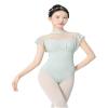 RuiBalletto Women's Ballet Leotards with Mesh Splicing, Ruffle Sleeve Dance Bodysuit with Full Front Lining view 1