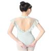 RuiBalletto Women's Ballet Leotards with Mesh Splicing, Ruffle Sleeve Dance Bodysuit with Full Front Lining view 2