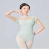 RuiBalletto Women's Ballet Leotards with Mesh Splicing, Ruffle Sleeve Dance Bodysuit with Full Front Lining view 3