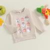 MoZiKQin Toddler Baby Halloween Outfit Boy Girl Pumpkin Sweatshirt Crewneck Pullover Sweater Long Sleeve Shirt Fall Clothes (Bowknot Pumpkin Ghost,3-4T) view 3