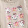 MoZiKQin Toddler Baby Halloween Outfit Boy Girl Pumpkin Sweatshirt Crewneck Pullover Sweater Long Sleeve Shirt Fall Clothes (Bowknot Pumpkin Ghost,3-4T) view 4