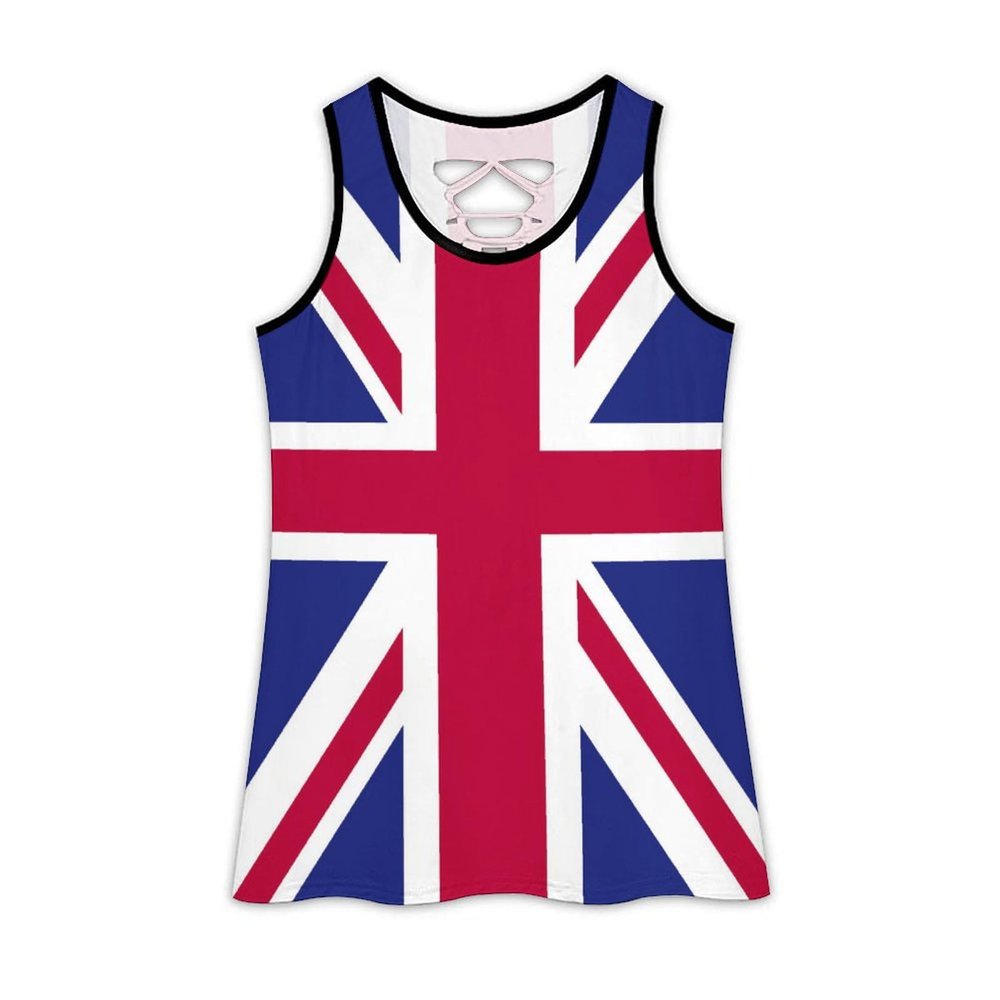 Adugen Origei Womens British Flag Sleeveless Workout Tops for Athletic Tank Top for Running Yoga L