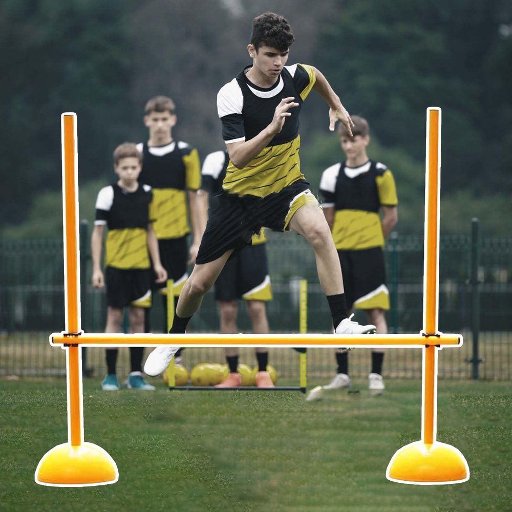 CMYUN Adjustable Speed Agility Poles with Base, Soccer Traning Equipment/Track & Field Hurdle Trainer, Horse Dog Agility Training Pole, 100/150/180cm(180cm(70 7/8"))
