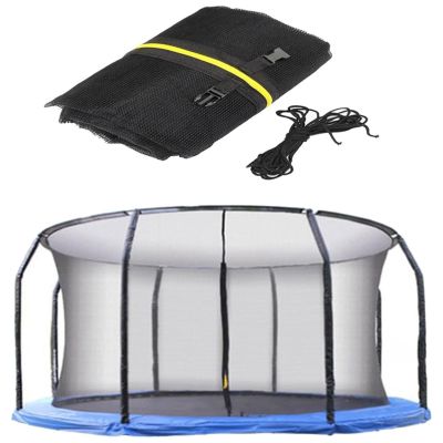 FSDIYU Trampoline Safety Net Replacement, Trampoline Enclosure Surround Netting with Zippers and Buckles, UV Resistant Tear Resistant Round Trampoline Accessories, Net Only, 14 FT - 8 Poles,Black