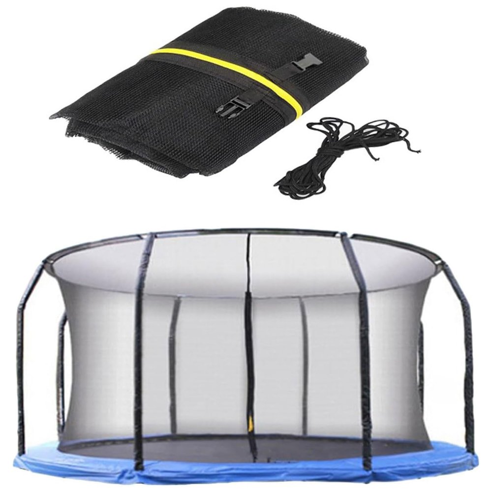 FSDIYU Trampoline Safety Net Replacement, Trampoline Enclosure Surround Netting with Zippers and Buckles, UV Resistant Tear Resistant Round Trampoline Accessories, Net Only, 14 FT - 8 Poles,Black